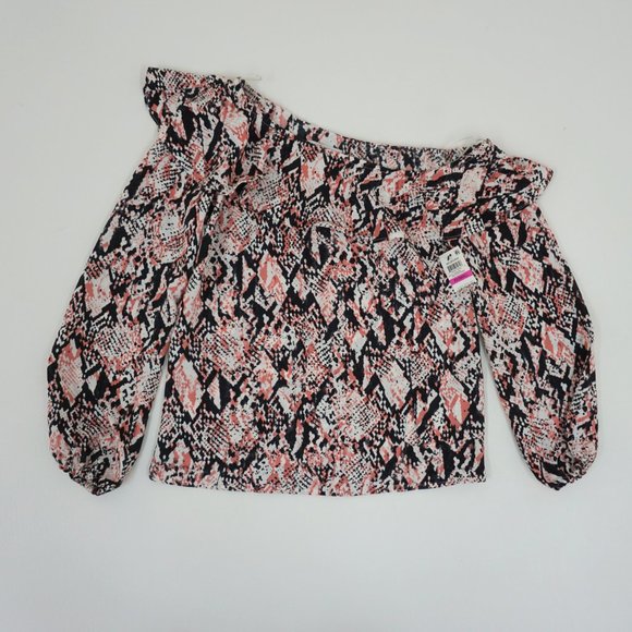Bar III Printed Ruffled One Shoulder Top XXS - Picture 3 of 5